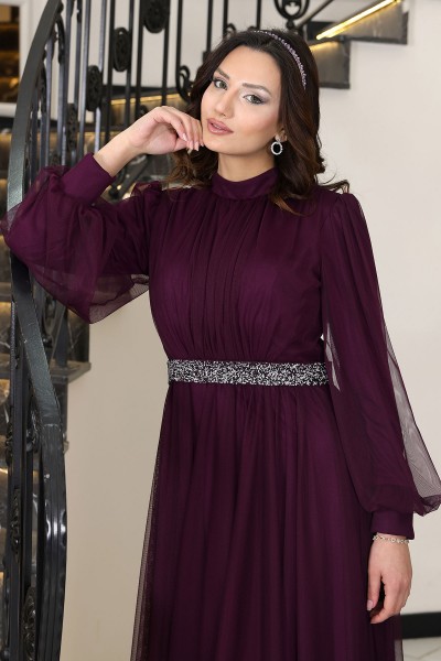 Alya Tesettür Abiye - Mürdüm